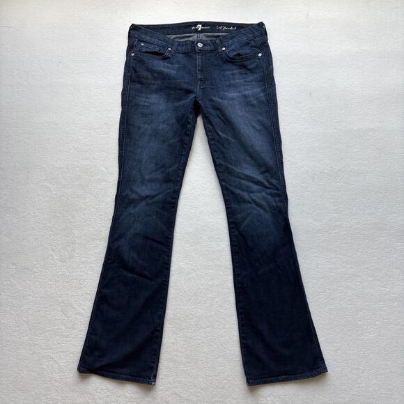 7 For All Mankind Womens 31 Jeans 'A' Pocket Embellished Bootcut Dark Wash - Picture 1 of 16